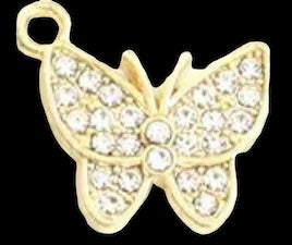 Clear crystals butterfly with gold back
