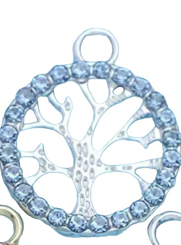 Family tree, silver plated with blue crystals