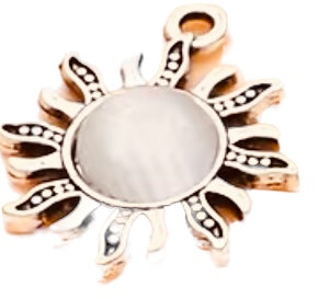 Pearly center silver plated sun with lobster clasp