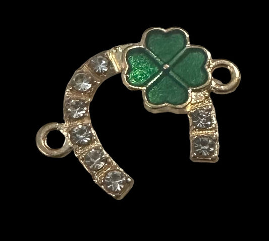 Gold/crystal green horse shoe